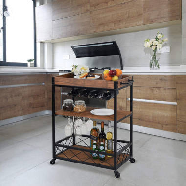 Barn door store microwave cart